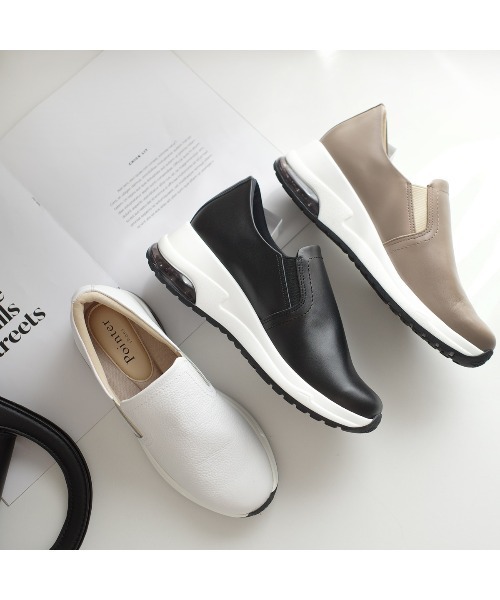 Pointer(shoes)(ポインター)の「【日本製・本革】4.5cmヒール スリッポンシューズ(スリッポン・レディース・グレー系その他/ブラック/ネイビー/ホワイト/グレイッシュベージュ・24.5cm/23cm/22.5cm/23.5cm/24cm)」の20枚目の写真