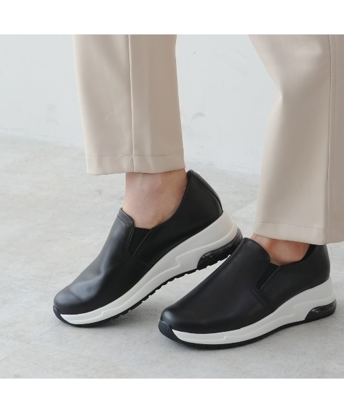 Pointer(shoes)(ポインター)の「【日本製・本革】4.5cmヒール スリッポンシューズ(スリッポン・レディース・グレー系その他/ブラック/ネイビー/ホワイト/グレイッシュベージュ・24.5cm/23cm/22.5cm/23.5cm/24cm)」の9枚目の写真