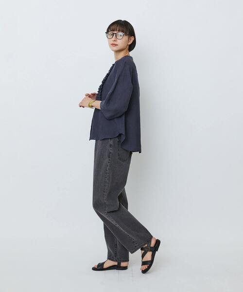 LOISIR（ロワズィール）の「【2月お気に入り登録ブランド内2位】グランジリネンフリルディテールブラウス（シャツ/ブラウス・レディース・ネイビー/ライトグレー/ピンク/オフホワイト/カーキ・FREE）」の17枚目の写真