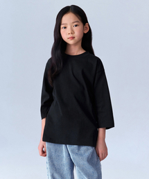 リラックスドクルーネック7部Tシャツ[ブラック]