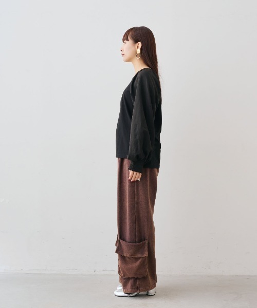 MEDE19F(メデジュウキュウ)の「MEDE19F ブラウススリーブカットソートップス(Tシャツ/カットソー・レディース・ブラック/ブラウン/ベージュ・L/M/LL)」の4枚目の写真