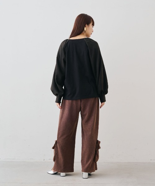 MEDE19F(メデジュウキュウ)の「MEDE19F ブラウススリーブカットソートップス(Tシャツ/カットソー・レディース・ブラック/ブラウン/ベージュ・L/M/LL)」の5枚目の写真