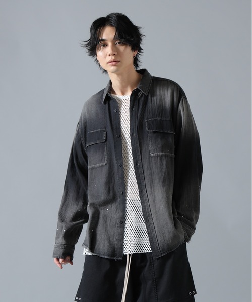 DANKE SCHON（ダンケシェーン）の「DankeSchon/ダンケシェーン/SHEER DENIM SHIRTS（シャツ/ブラウス・メンズ・インディゴブルー/ブラック・L/M）」の2枚目の写真