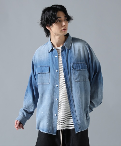 DANKE SCHON（ダンケシェーン）の「DankeSchon/ダンケシェーン/SHEER DENIM SHIRTS（シャツ/ブラウス・メンズ・インディゴブルー/ブラック・L/M）」の10枚目の写真