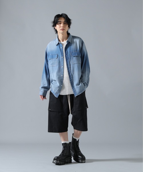 DANKE SCHON（ダンケシェーン）の「DankeSchon/ダンケシェーン/SHEER DENIM SHIRTS（シャツ/ブラウス・メンズ・インディゴブルー/ブラック・L/M）」の13枚目の写真