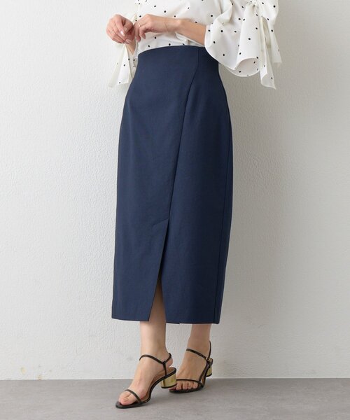 La boutique BonBon（ラブティックボンボン）の「【好感度UP・3サイズ展開】ドライオックスナロースカート2（スカート・レディース・サックスブルー/ネイビー/ライトグレー/ホワイト・38/36/34）」の3枚目の写真