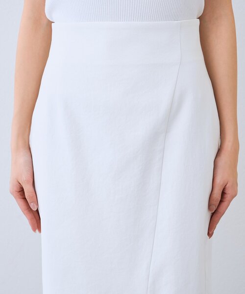 La boutique BonBon（ラブティックボンボン）の「【好感度UP・3サイズ展開】ドライオックスナロースカート2（スカート・レディース・サックスブルー/ネイビー/ライトグレー/ホワイト・38/36/34）」の5枚目の写真
