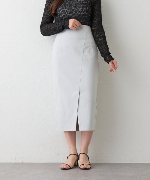 La boutique BonBon（ラブティックボンボン）の「【好感度UP・3サイズ展開】ドライオックスナロースカート2（スカート・レディース・サックスブルー/ネイビー/ライトグレー/ホワイト・38/36/34）」の8枚目の写真