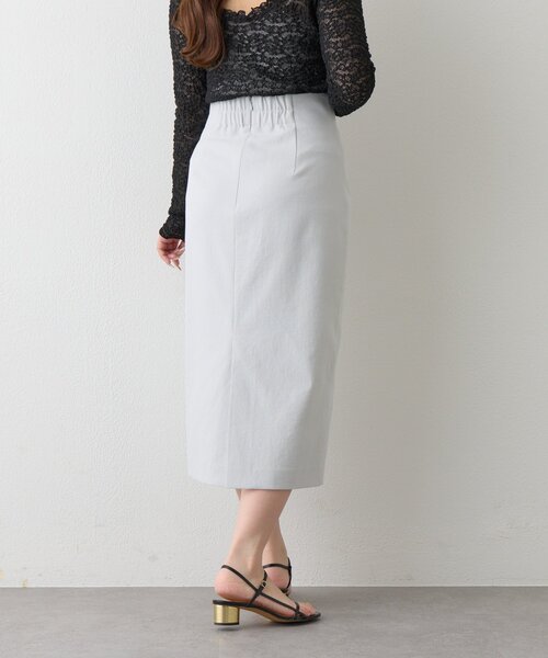 La boutique BonBon（ラブティックボンボン）の「【好感度UP・3サイズ展開】ドライオックスナロースカート2（スカート・レディース・サックスブルー/ネイビー/ライトグレー/ホワイト・38/36/34）」の10枚目の写真