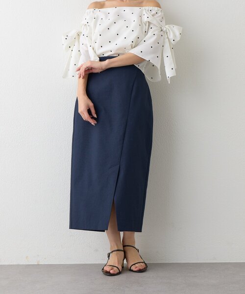 La boutique BonBon（ラブティックボンボン）の「【好感度UP・3サイズ展開】ドライオックスナロースカート2（スカート・レディース・サックスブルー/ネイビー/ライトグレー/ホワイト・38/36/34）」の19枚目の写真