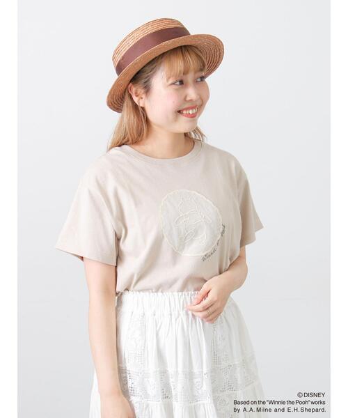 Samansa Mos2（サマンサ モスモス）の「【Disney】くまのプーさんﾚｰｽﾓﾁｰﾌTｼｬﾂ（Tシャツ/カットソー・レディース・オフホワイト/ブラック/ベージュ・F）」の4枚目の写真