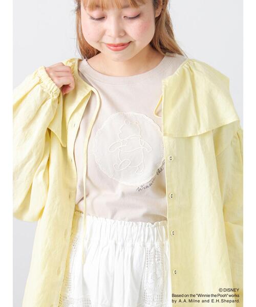 Samansa Mos2（サマンサ モスモス）の「【Disney】くまのプーさんﾚｰｽﾓﾁｰﾌTｼｬﾂ（Tシャツ/カットソー・レディース・オフホワイト/ブラック/ベージュ・F）」の7枚目の写真