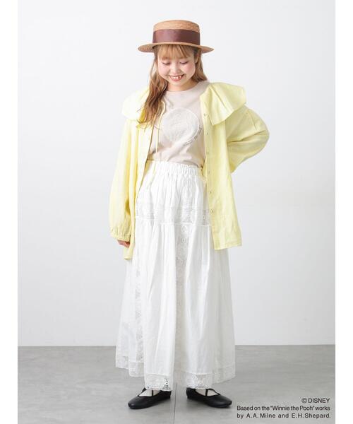 Samansa Mos2（サマンサ モスモス）の「【Disney】くまのプーさんﾚｰｽﾓﾁｰﾌTｼｬﾂ（Tシャツ/カットソー・レディース・オフホワイト/ブラック/ベージュ・F）」の8枚目の写真