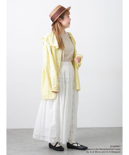 Samansa Mos2（サマンサ モスモス）の「【Disney】くまのプーさんﾚｰｽﾓﾁｰﾌTｼｬﾂ（Tシャツ/カットソー・レディース・オフホワイト/ブラック/ベージュ・F）」の9枚目の写真