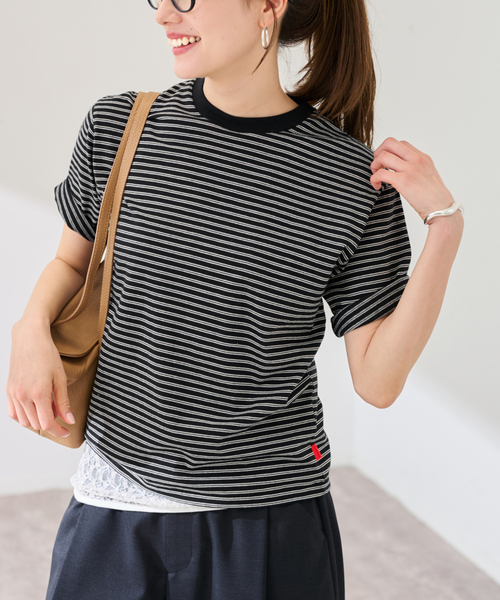 FRAMeWORK(フレームワーク)の「Healthknit/ヘルスニット classic border cn ss(Tシャツ/カットソー・レディース・ブラック/パープル・FREE)」の6枚目の写真