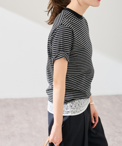 FRAMeWORK(フレームワーク)の「Healthknit/ヘルスニット classic border cn ss(Tシャツ/カットソー・レディース・ブラック/パープル・FREE)」の8枚目の写真