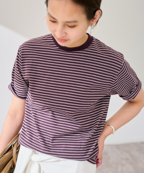 FRAMeWORK(フレームワーク)の「Healthknit/ヘルスニット classic border cn ss(Tシャツ/カットソー・レディース・ブラック/パープル・FREE)」の22枚目の写真