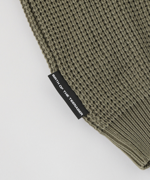 BOTT（ボット）の「BoTT / ボット KNIT ZIP HOODIE（パーカー・メンズ・カーキ/ピンク・MEDIUM/SMALL）」の4枚目の写真