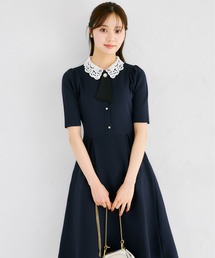 tocco closet（トッコ　クローゼット）の「マルチＷＡＹボウタイ＆レース襟付きパール釦ニットワンピース（ワンピース）」