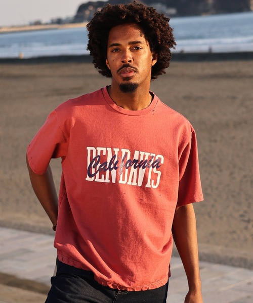 DAMAGE MID CREW/微起毛 スウェットTシャツ ダメージ加工 古着ライク