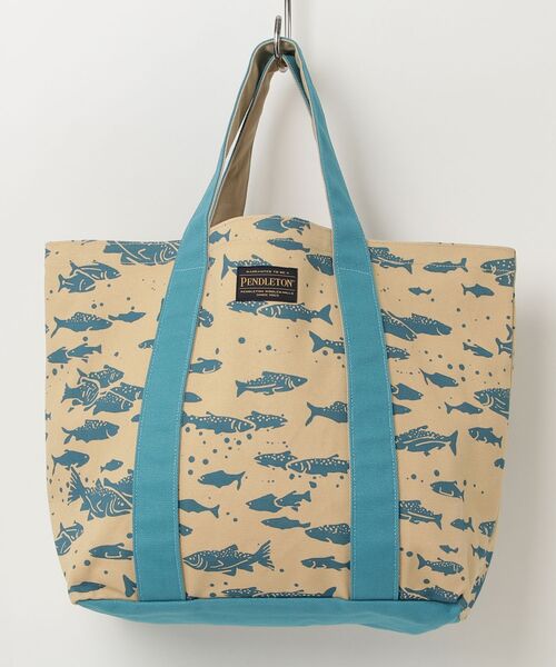 PENDLETON(ペンドルトン)の「【PE3】【PENDLETON/ペンドルトン】Salmon Pattern CANVAS LARGE TOTE PDT-000-261016(トートバッグ・メンズ・ブルー/ブラック・FREE)」の7枚目の写真