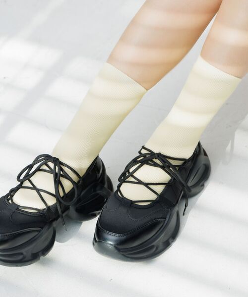 RETRO GIRL(レトロガール)の「リブソックス(ソックス/靴下・レディース・イエロー/ライトグレー/ピンク/ブラック/オフホワイト/ブルー・ONE SIZE)」の5枚目の写真