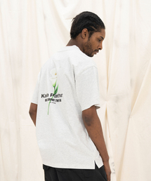 Flower Graphic Back Logo T-Shirt - Melange Gray