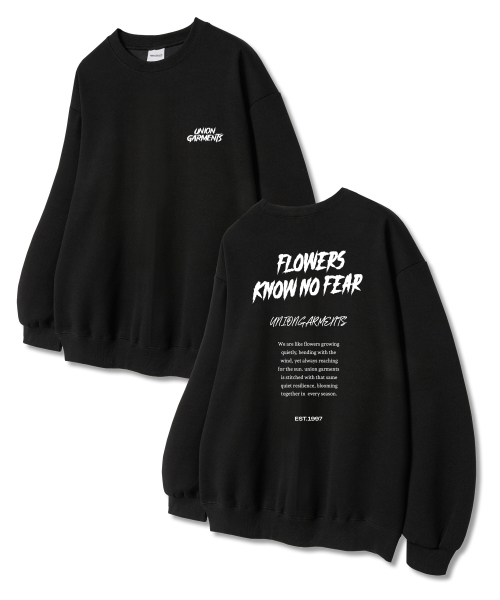 Union Garments(ユニオンガーメンツ)の「ノウフラワー 裏毛 スウェットシャツ ブラック(スウェット・レディース・その他・L/XL/XXL)」の1枚目の写真