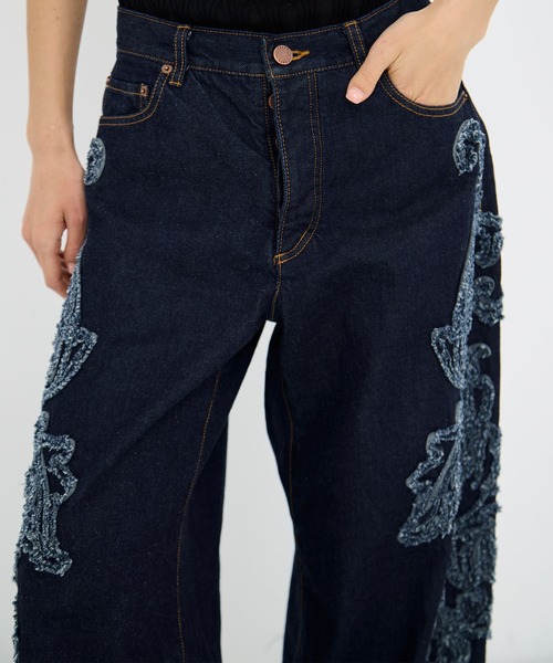 TAAKK/ターク】Denim Pants(刺繍)/デニムワイドパンツ（デニムパンツ