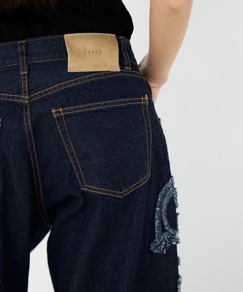 TAAKK/ターク】Denim Pants(刺繍)/デニムワイドパンツ（デニムパンツ