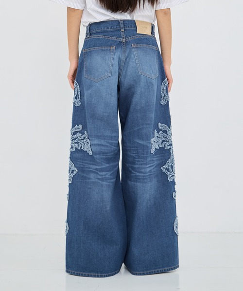 TAAKK(ターク)の「【TAAKK/ターク】Denim Pants(刺繍)/デニムワイドパンツ(デニムパンツ・レディース・インディゴブルー/マルチ・1/2)」の15枚目の写真