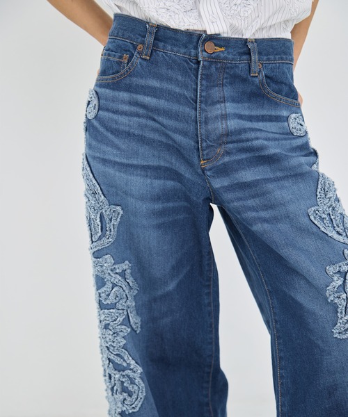 TAAKK(ターク)の「【TAAKK/ターク】Denim Pants(刺繍)/デニムワイドパンツ(デニムパンツ・レディース・インディゴブルー/マルチ・1/2)」の17枚目の写真