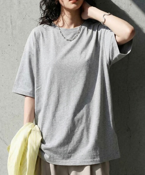antiqua(アンティカ)の「綿100 五分袖 汗染み Tシャツ(Tシャツ/カットソー・レディース・ブラック/ブラウン系その他/ピンク系その他/杢グレー/ホワイト/ダークグレー/ネイビー/ブルー系その他・M/L/XL)」の15枚目の写真