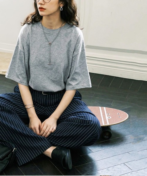 antiqua(アンティカ)の「綿100 五分袖 汗染み Tシャツ(Tシャツ/カットソー・レディース・ブラック/ブラウン系その他/ピンク系その他/杢グレー/ホワイト/ダークグレー/ネイビー/ブルー系その他・M/L/XL)」の18枚目の写真