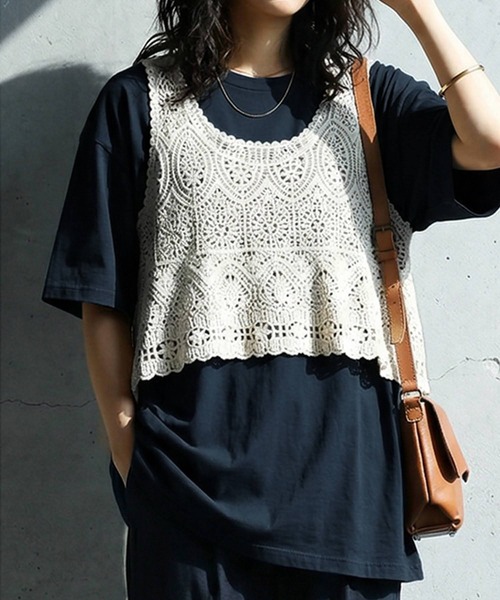 antiqua(アンティカ)の「綿100 五分袖 汗染み Tシャツ(Tシャツ/カットソー・レディース・ブラック/ブラウン系その他/ピンク系その他/杢グレー/ホワイト/ダークグレー/ネイビー/ブルー系その他・M/L/XL)」の22枚目の写真