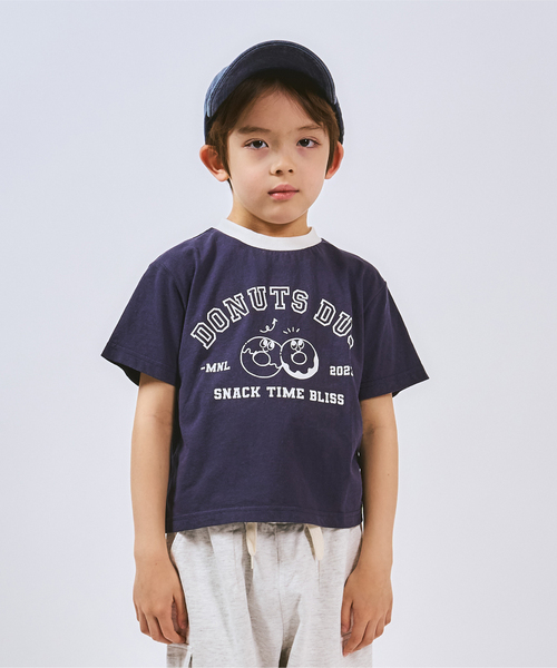 minimal(ミニマル)の「【プチプラ】【綿100%】バックハート・ドーナツプリント半袖Tシャツ(Tシャツ/カットソー・キッズ・ネイビー/ラベンダー/ピンク/レッド/ブラック/オフホワイト・120cm/90cm/140cm/130cm/110cm/100cm)」の3枚目の写真