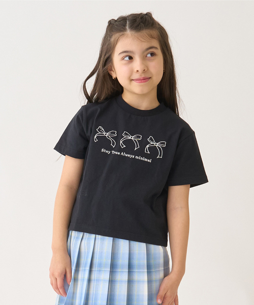 minimal(ミニマル)の「【プチプラ】【綿100%】バックハート・ドーナツプリント半袖Tシャツ(Tシャツ/カットソー・キッズ・ネイビー/ラベンダー/ピンク/レッド/ブラック/オフホワイト・120cm/90cm/140cm/130cm/110cm/100cm)」の2枚目の写真