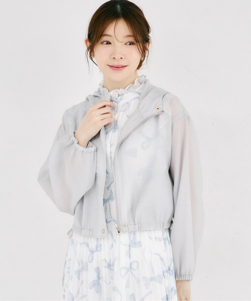 tocco closet(トッコ クローゼット)の「サイドリボン付きシアーブルゾンパーカー(パーカー・レディース・オフホワイト/グレイッシュベージュ/グレー系その他・M)」の14枚目の写真