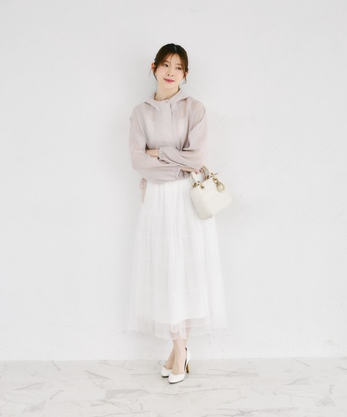 tocco closet(トッコ クローゼット)の「サイドリボン付きシアーブルゾンパーカー(パーカー・レディース・オフホワイト/グレイッシュベージュ/グレー系その他・M)」の19枚目の写真
