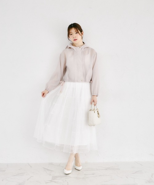 tocco closet(トッコ クローゼット)の「サイドリボン付きシアーブルゾンパーカー(パーカー・レディース・オフホワイト/グレイッシュベージュ/グレー系その他・M)」の18枚目の写真