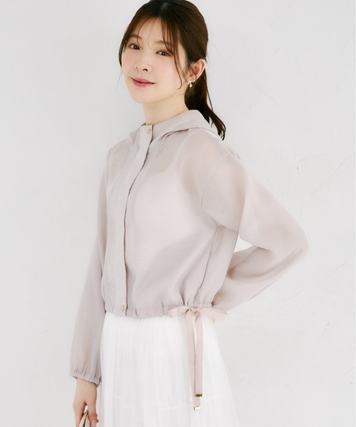 tocco closet(トッコ クローゼット)の「サイドリボン付きシアーブルゾンパーカー(パーカー・レディース・オフホワイト/グレイッシュベージュ/グレー系その他・M)」の22枚目の写真