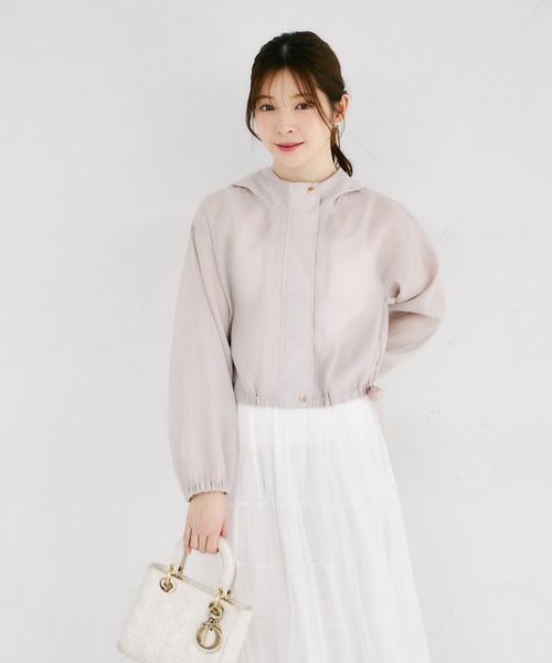 tocco closet(トッコ クローゼット)の「サイドリボン付きシアーブルゾンパーカー(パーカー・レディース・オフホワイト/グレイッシュベージュ/グレー系その他・M)」の20枚目の写真