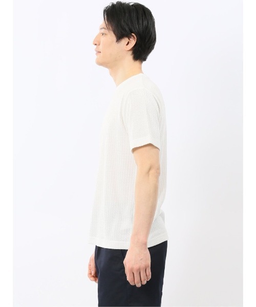 TAKA-Q(タカキュー)の「【綿混】タカキュー 市松 ジャガード Vネック 半袖 Tシャツ(Tシャツ/カットソー・メンズ・グレー系その他2/ホワイト・MEDIUM/LARGE/X-LARGE)」の10枚目の写真
