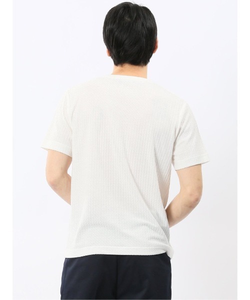 TAKA-Q(タカキュー)の「【綿混】タカキュー 市松 ジャガード Vネック 半袖 Tシャツ(Tシャツ/カットソー・メンズ・グレー系その他2/ホワイト・MEDIUM/LARGE/X-LARGE)」の9枚目の写真