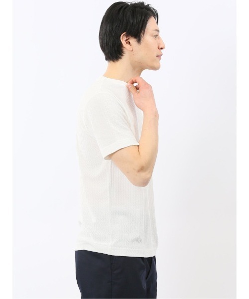 TAKA-Q(タカキュー)の「【綿混】タカキュー 市松 ジャガード Vネック 半袖 Tシャツ(Tシャツ/カットソー・メンズ・グレー系その他2/ホワイト・MEDIUM/LARGE/X-LARGE)」の8枚目の写真