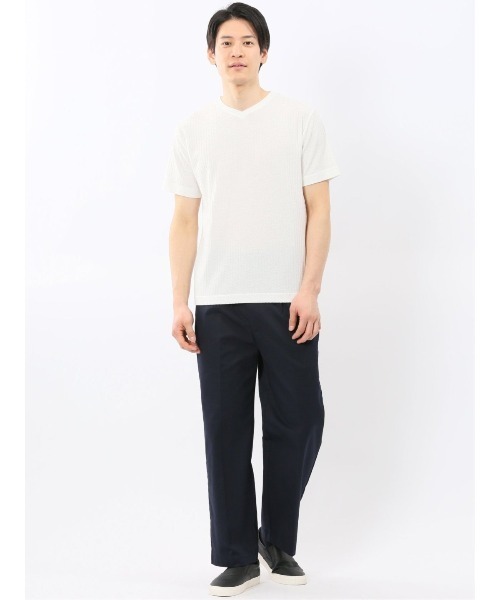 TAKA-Q(タカキュー)の「【綿混】タカキュー 市松 ジャガード Vネック 半袖 Tシャツ(Tシャツ/カットソー・メンズ・グレー系その他2/ホワイト・MEDIUM/LARGE/X-LARGE)」の7枚目の写真