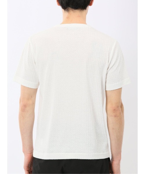TAKA-Q(タカキュー)の「【綿混】タカキュー 市松 ジャガード Vネック 半袖 Tシャツ(Tシャツ/カットソー・メンズ・グレー系その他2/ホワイト・MEDIUM/LARGE/X-LARGE)」の4枚目の写真