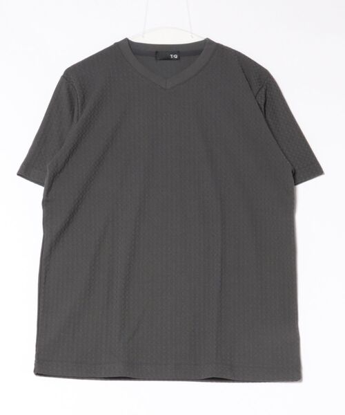 TAKA-Q(タカキュー)の「【綿混】タカキュー 市松 ジャガード Vネック 半袖 Tシャツ(Tシャツ/カットソー・メンズ・グレー系その他2/ホワイト・MEDIUM/LARGE/X-LARGE)」の11枚目の写真