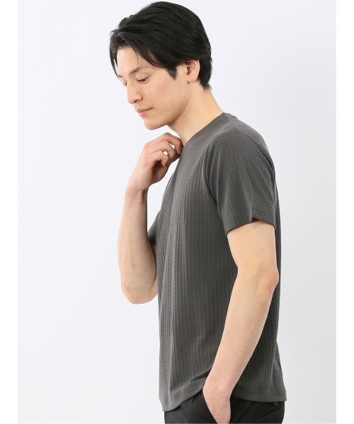 TAKA-Q(タカキュー)の「【綿混】タカキュー 市松 ジャガード Vネック 半袖 Tシャツ(Tシャツ/カットソー・メンズ・グレー系その他2/ホワイト・MEDIUM/LARGE/X-LARGE)」の21枚目の写真