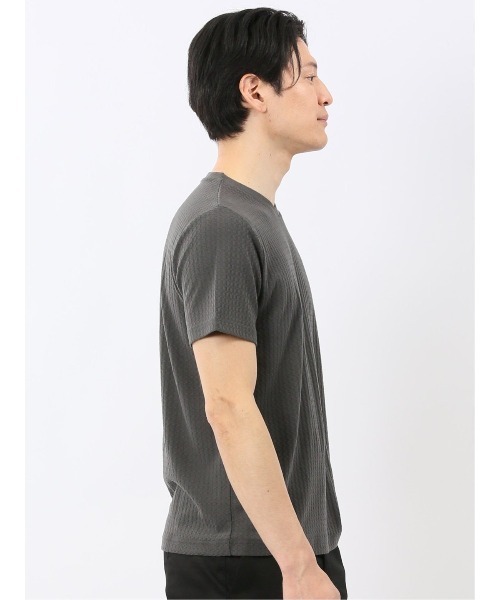 TAKA-Q(タカキュー)の「【綿混】タカキュー 市松 ジャガード Vネック 半袖 Tシャツ(Tシャツ/カットソー・メンズ・グレー系その他2/ホワイト・MEDIUM/LARGE/X-LARGE)」の19枚目の写真